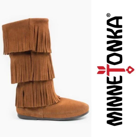 Minnetonka 3-Layer Fringe Boots/Moccasins NEW - Picture 12 of 14